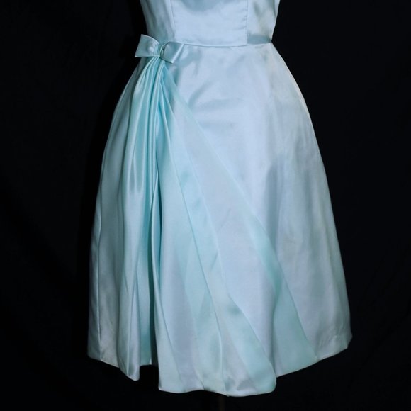 VTG 60's Pastel Turquoise Blue Party Prom Dress - Picture 3 of 14